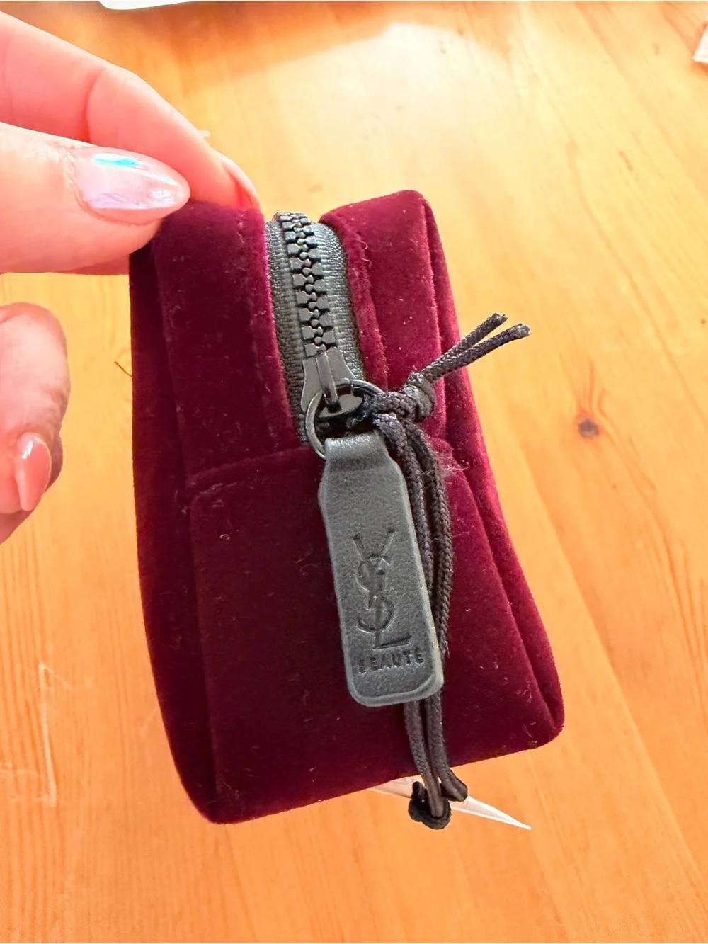 Yves Saint Laurent Burgundy Velvet Makeup Pouch